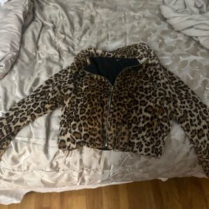 Kendall & Kylie Brown Leopard Teddy Jacket